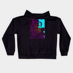 Doha, Qatar City Map Typography - Neon Kids Hoodie